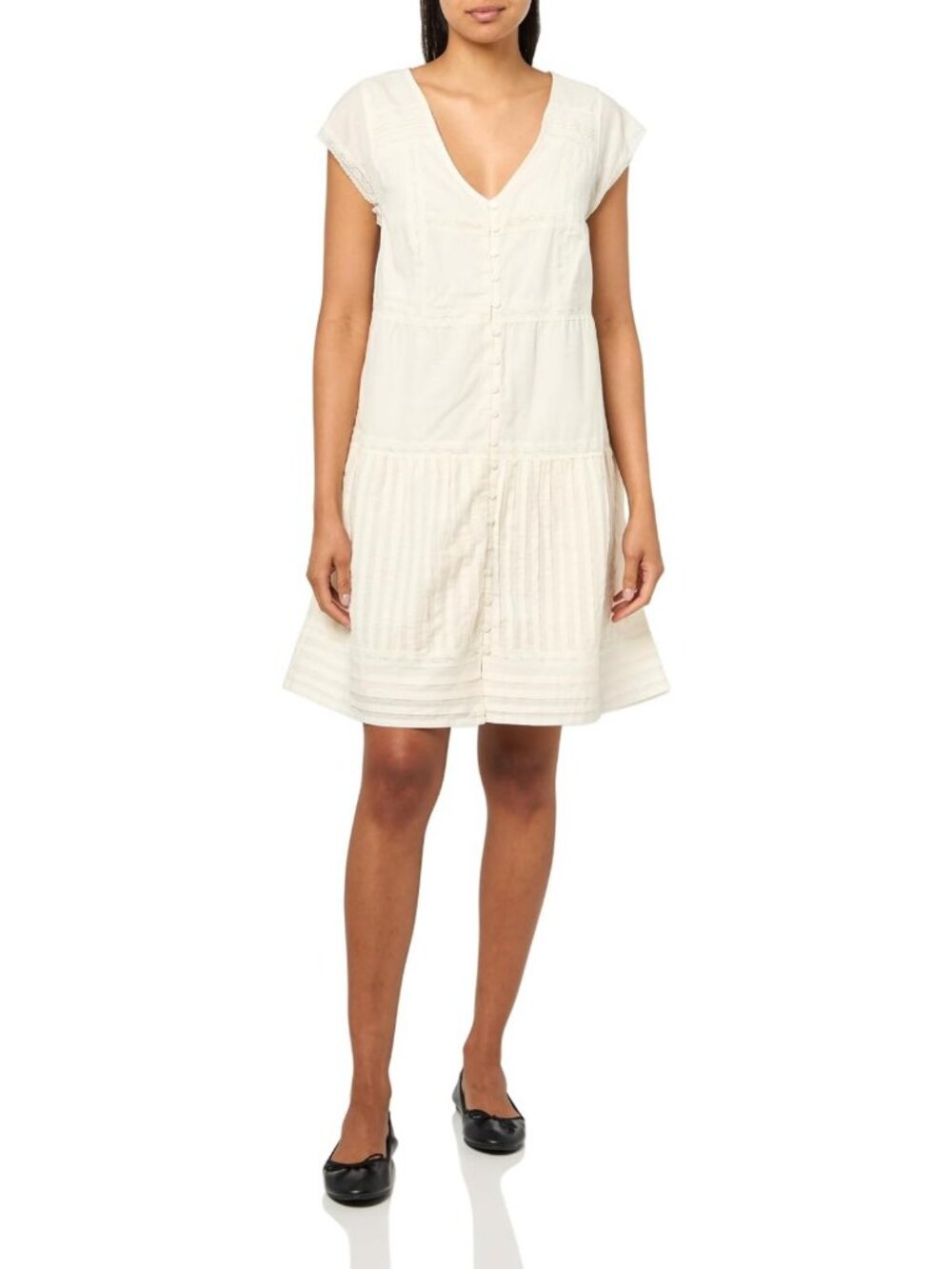 Chic Women's Lace Mini Dress with Button Front - Perfect for Summer & Casual